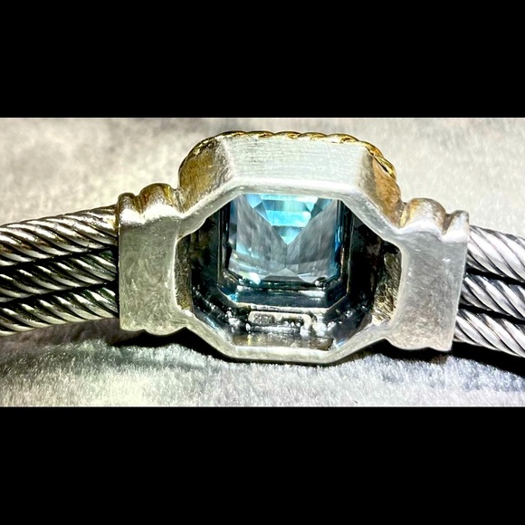 BRILLIANT BLUE TOPEZ BRACELET 925 STERLING SILVER DAVID YURMAN LOOK ALIKE - Picture 5 of 6